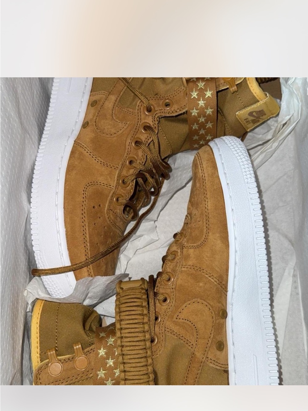 Nike SF Air Force 1 Wheat High Top Sneakers Women’s 7 Special Field AF1 Suede - Picture 14 of 15